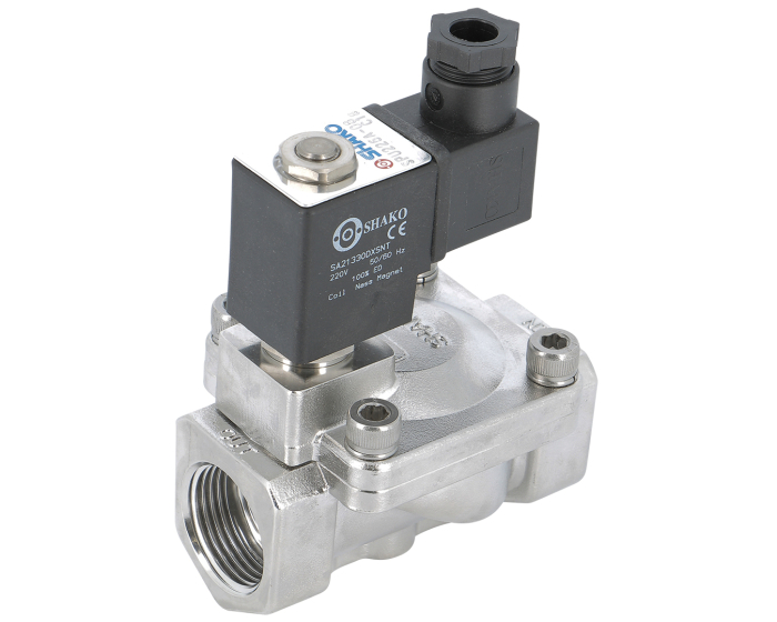 Stainless steel solenoid valve SPU 225 3/8'' servo-assisted 24V DC